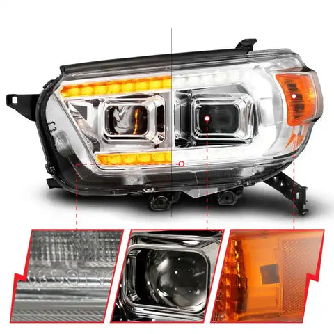 ANZO USA 111603 Headlight Assembly Halogen Bulb Projector Beam With Plank Style LED