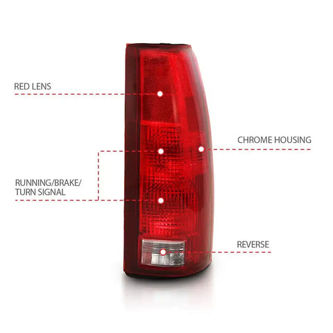 ANZO 311300 TAIL LIGHT ASSEMBLY; RED/CLEAR LENS