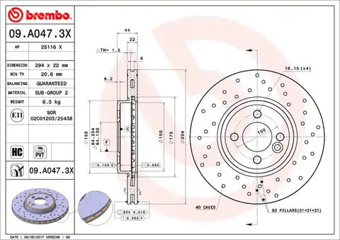 BREMBO 09A0473XC02 DISC BRAKE ROTOR