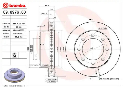 BREMBO 09897680C02 DISC BRAKE ROTOR