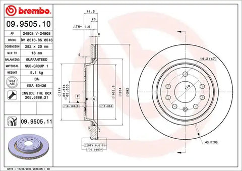 BREMBO 09950511C02 DISC BRAKE ROTOR