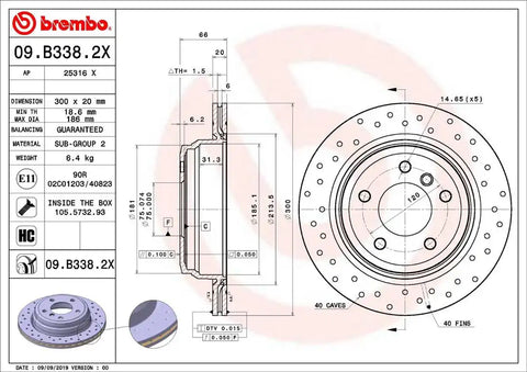 BREMBO 09B3382XC02 DISC BRAKE ROTOR