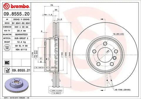 BREMBO 09855521C02 DISC BRAKE ROTOR