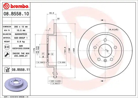 BREMBO 08B55811C02 DISC BRAKE ROTOR