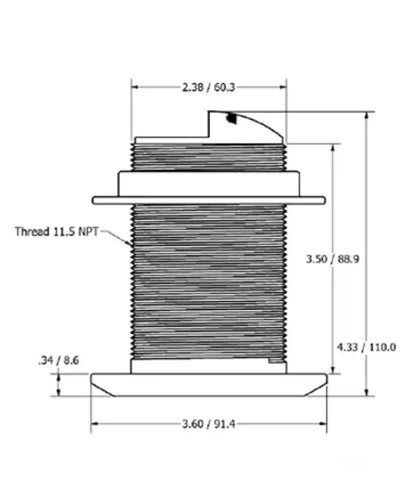 SI-TEX BT70MA600-12 BRONZE TILTED ELEMENT THRU HULL MED