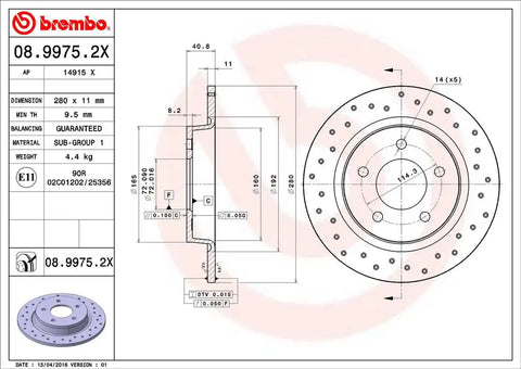 BREMBO 0899752XC02 DISC BRAKE ROTOR