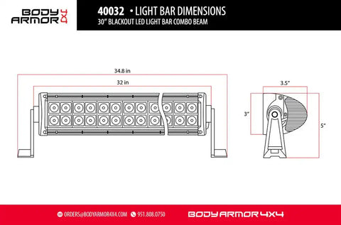 BODY ARMOR 40032 30' LED LIGHT BAR