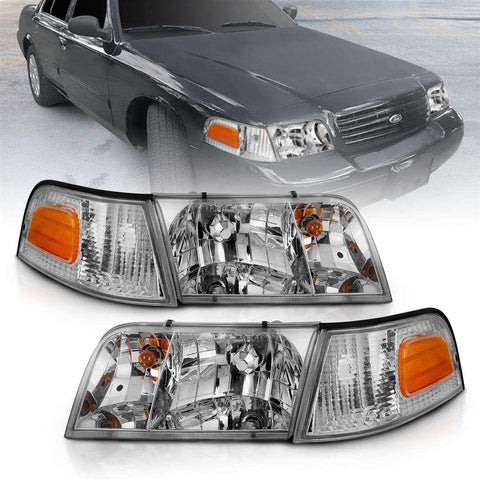 ANZO 121556 CRYSTAL HEADLIGHT SET; CLEAR LENS;