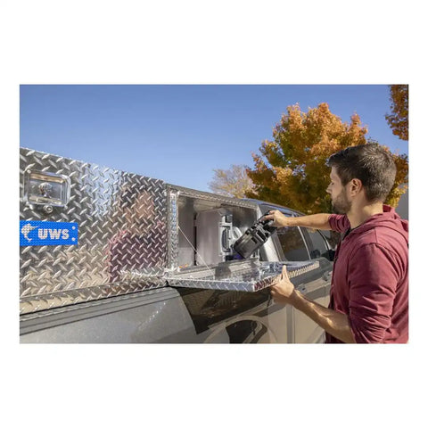 UWS TBTS-72 Tool Box Topside 2 Door Diamond Tread Bright Aluminum 72 Inch Lengt