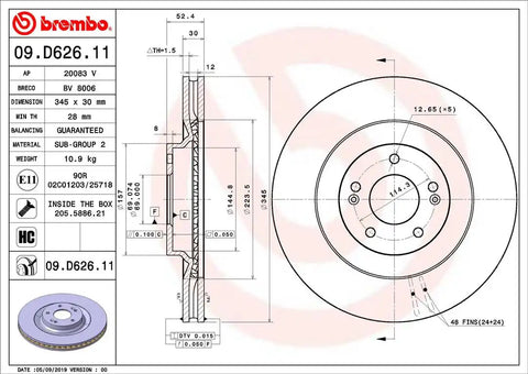 BREMBO 09D62611C02 DISC BRAKE ROTOR