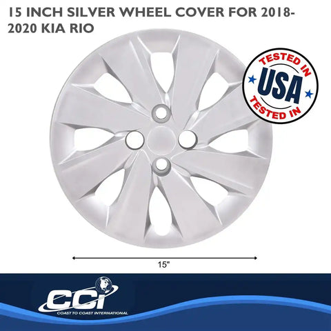 Coast To 54915S 15 Inch 8 Spoke Painted Silver ABS Plastic Set Of 4 Fits Over OEM Wheel