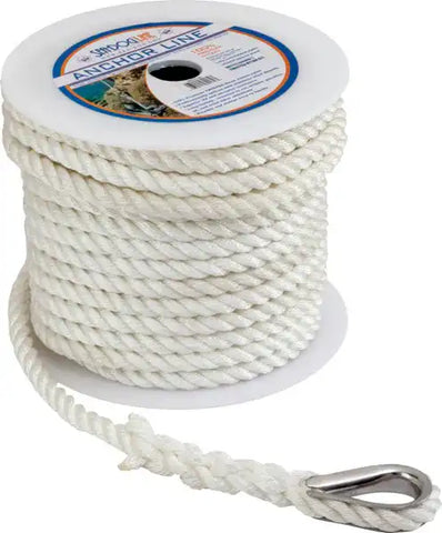 SEA DOG 301110060WH-1 TWISTED NYLON ANCHOR LINE 3/8'
