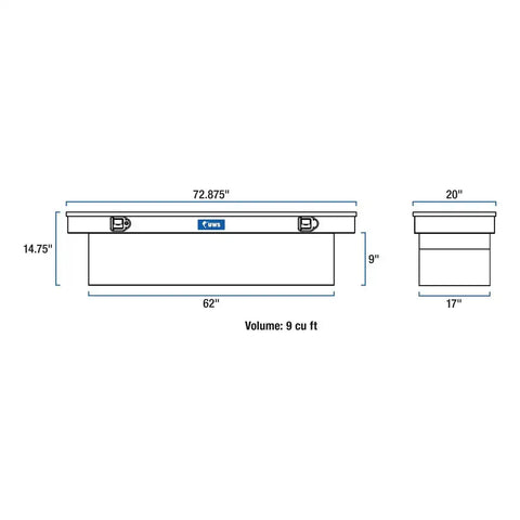 UWS TBS-72-MB Tool Box Crossover Single Lid Diamond Tread Matte Black Aluminum