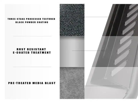 Armordillo 8722091 Running Board FX Series Powder Coated Matte Black Steel With