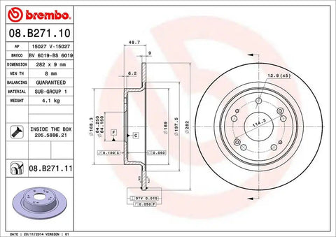 BREMBO 08B27111C02 DISC BRAKE ROTOR