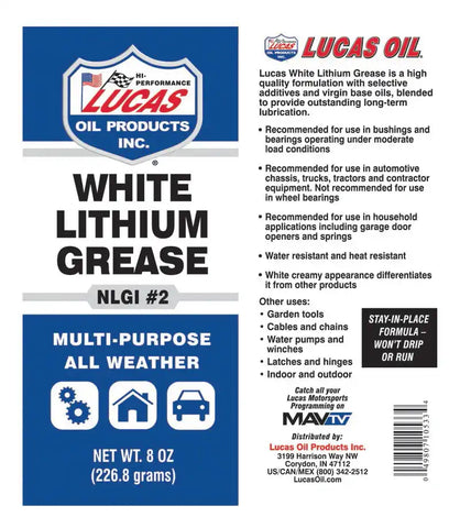 LUCAS OIL 10533 WHITE LITHIUM GREASE/12X1