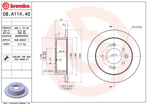 BREMBO 08A11440C02 DISC BRAKE ROTOR