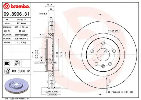 BREMBO 09890631C02 DISC BRAKE ROTOR