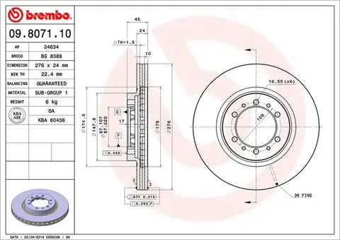 BREMBO 09807111C02 DISC BRAKE ROTOR