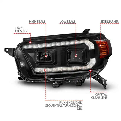 ANZO USA 111602 Headlight Assembly Halogen Bulb Projector Beam With Plank Style Swi