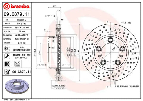 BREMBO 09C87911C02 DISC BRAKE ROTOR