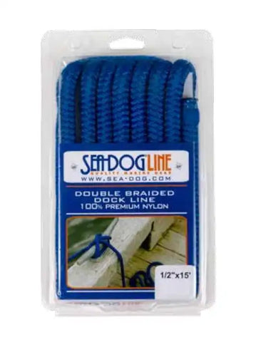 SEA DOG 302110015BL-1 DOUBLE BRAIDED NYLON DOCK LINE
