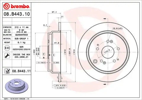 BREMBO 08B44311C02 DISC BRAKE ROTOR