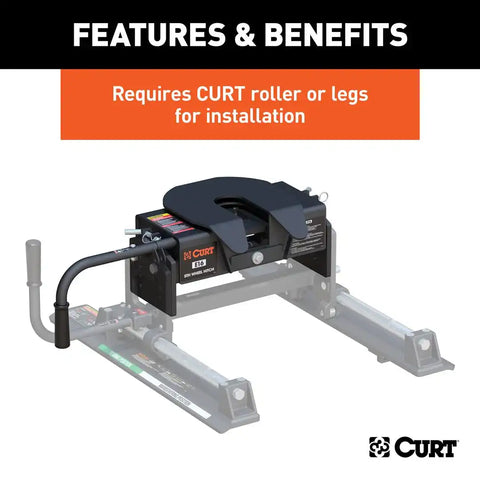 CURT 16515 E16 5th Wheel Hitch Head Only, Legs or Roller Required, 16,000 lbs