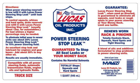 LUCAS OIL 10011 POWER STEERING STOP LEAK/