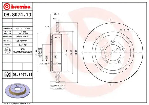 BREMBO 08897411C02 DISC BRAKE ROTOR