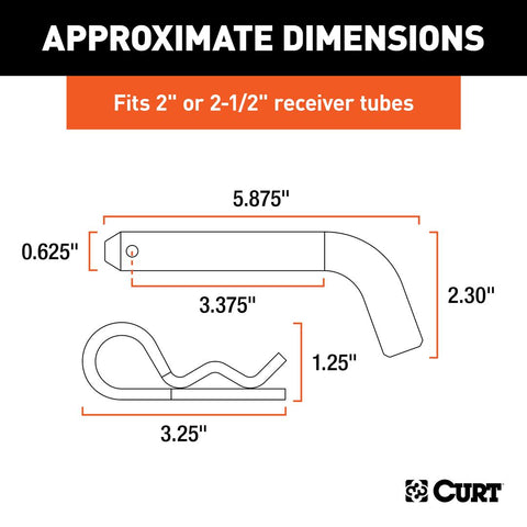 CURT 21581 5/8 Hitch Pin (2 or 2-1/2 Receiver, Zinc, Packaged)