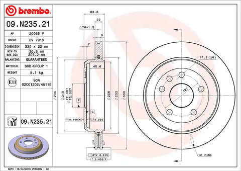 BREMBO 09N23521C02 DISC BRAKE ROTOR
