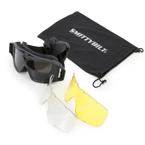 Smittybilt 1504 - Protective Goggles With Bag Clear / Smoke Amber Lens