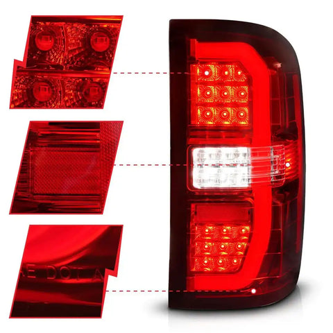 ANZO USA 311466 Tail Light Assembly LED Red/ Clear Lens Chrome Housing Red Brake