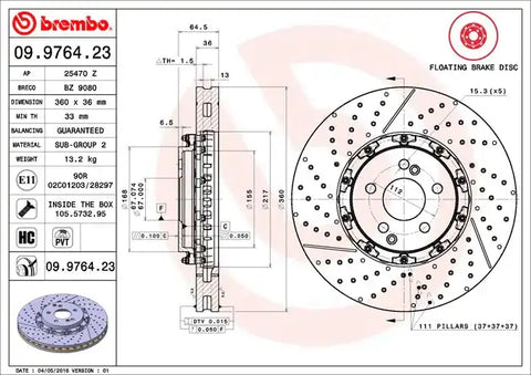 BREMBO 09976423C02 DISC BRAKE ROTOR