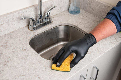 BLK NITRILE GLOVES 100 MED