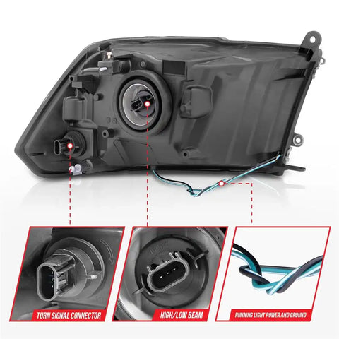 ANZO USA 111516 Headlight Assembly Halogen Bulb Crystal Headlights H1 High Beam Bu
