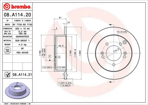 BREMBO 08A11421C02 DISC BRAKE ROTOR