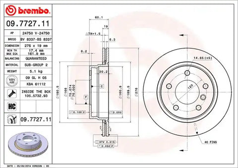 BREMBO 09772711C02 DISC BRAKE ROTOR