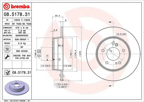 BREMBO 08517831C02 DISC BRAKE ROTOR