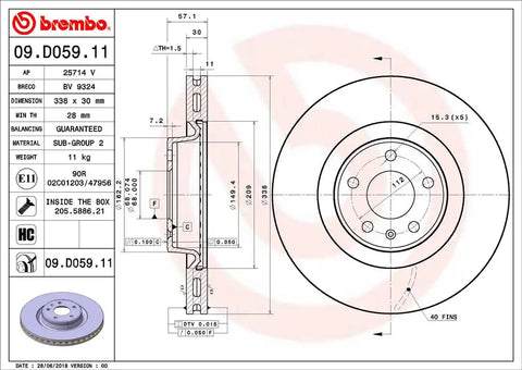 BREMBO 09D05911C02 DISC BRAKE ROTOR
