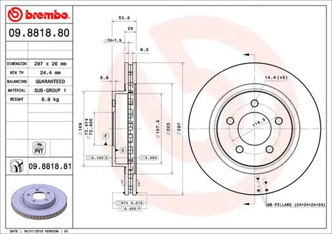 BREMBO 09881881C02 DISC BRAKE ROTOR