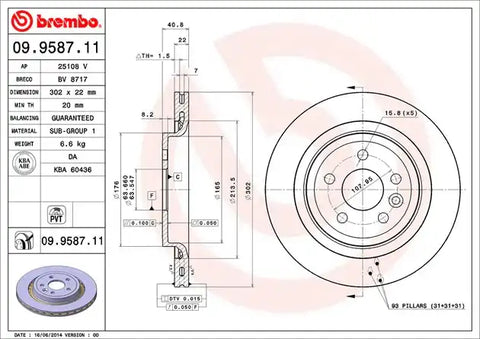 BREMBO 09958711C02 DISC BRAKE ROTOR