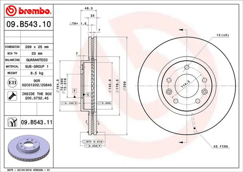 BREMBO 09B54311C02 DISC BRAKE ROTOR