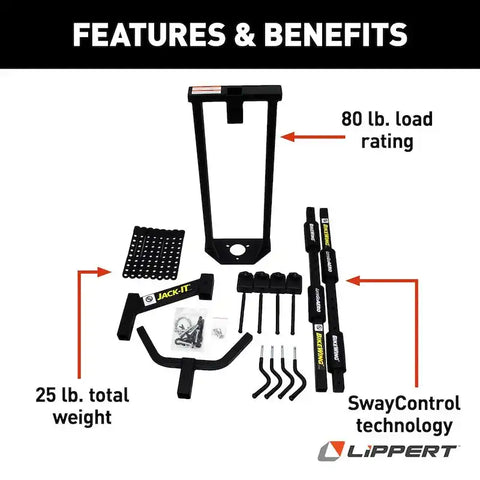 Lippert Components 429756 Bike Rack Jack-IT Mounts On Trailer Tongue A Frame