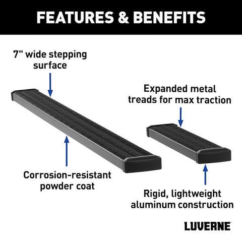 LUVERNE 415100-401477 - Grip Step 7 x 36", 100 Black Aluminum Running Boards, Select Ram ProMaster