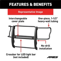 ARIES P2054 - Pro Series Black Steel Grille Guard, No-Drill, Select Toyota Tacoma