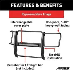 ARIES P2068 - Pro Series Black Steel Grille Guard, No-Drill, Select Toyota Tacoma