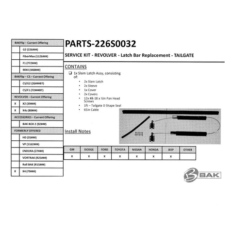 BAK INDUSTRIES PARTS-226S0032 Revolver Latch Bar Replacement
