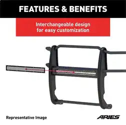ARIES PC30OB - Pro Series 30-Inch Black Steel Grille Guard Light Bar Cover Plate